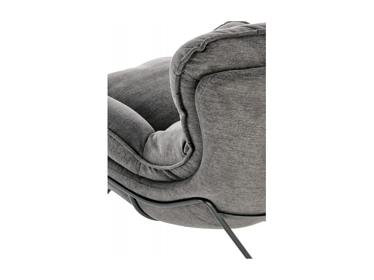 Sedia da salotto in tessuto grigio con base in metallo nero GREGOR