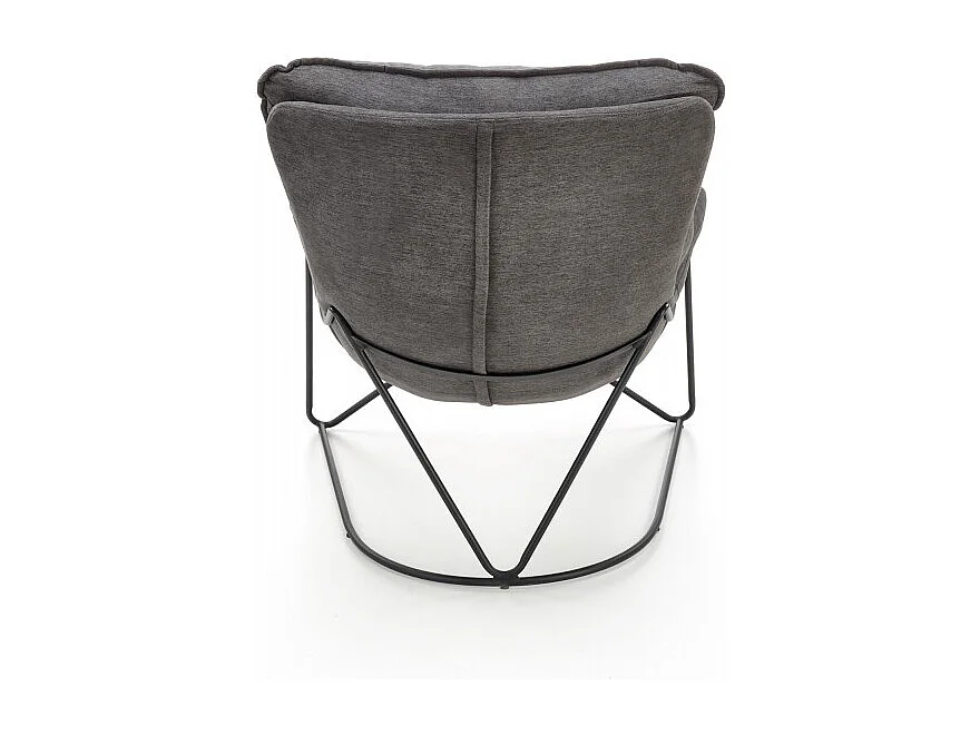 Fauteuil lounge en tissu gris avec piètement en métal noir GREGOR