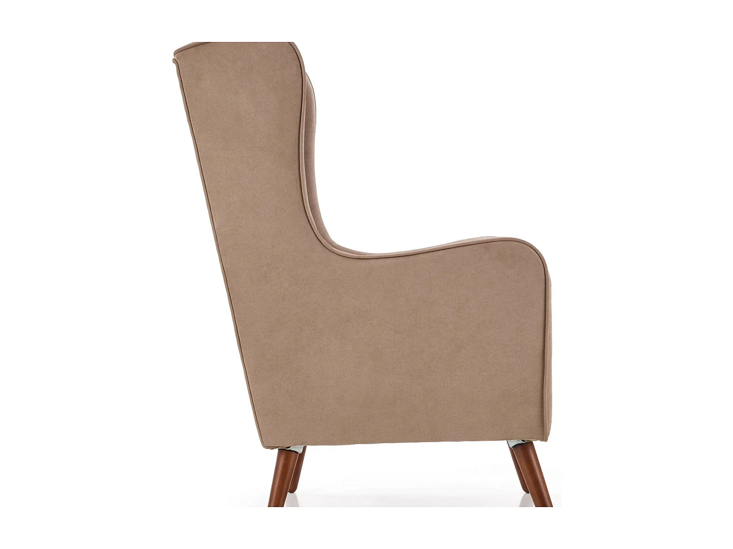 Fauteuil en tissu beige avec pieds en bois massif SPRING