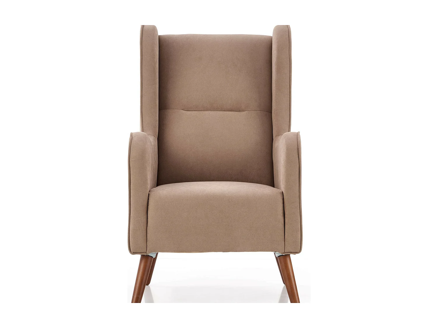 Fauteuil en tissu beige avec pieds en bois massif SPRING