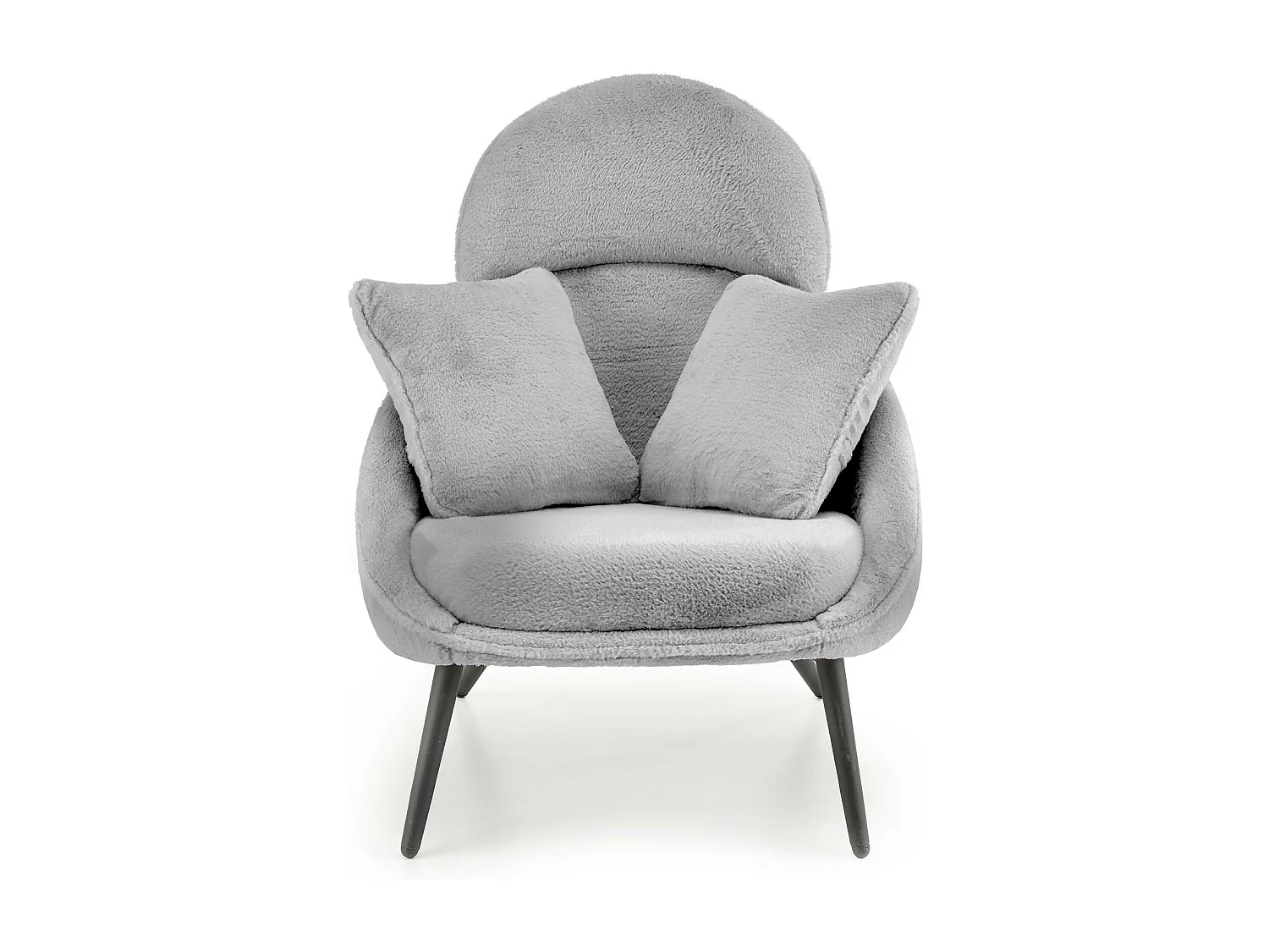 Fauteuil lounge design en tissu gris avec pieds en métal noir Plazza