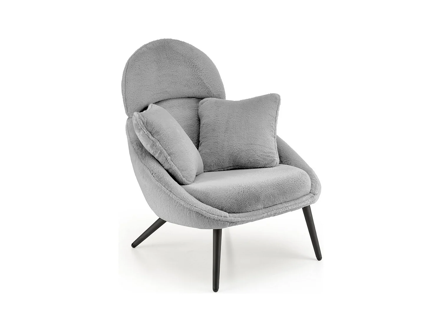 Fauteuil lounge design en tissu gris avec pieds en métal noir Plazza