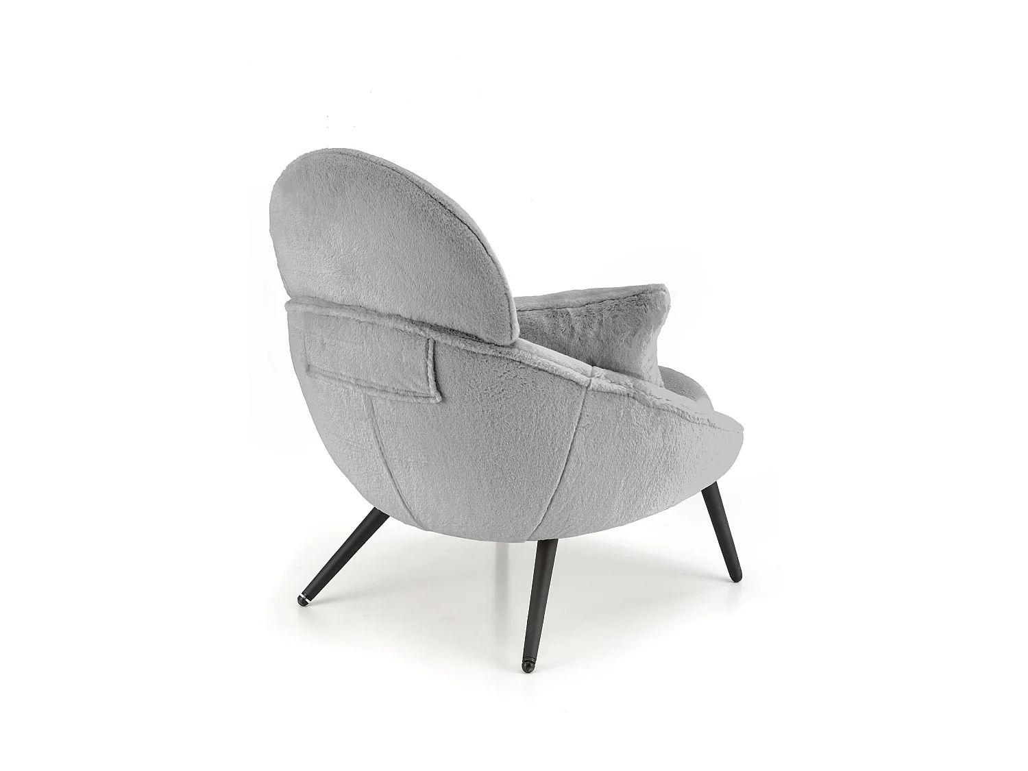 Fauteuil lounge design en tissu gris avec pieds en métal noir Plazza