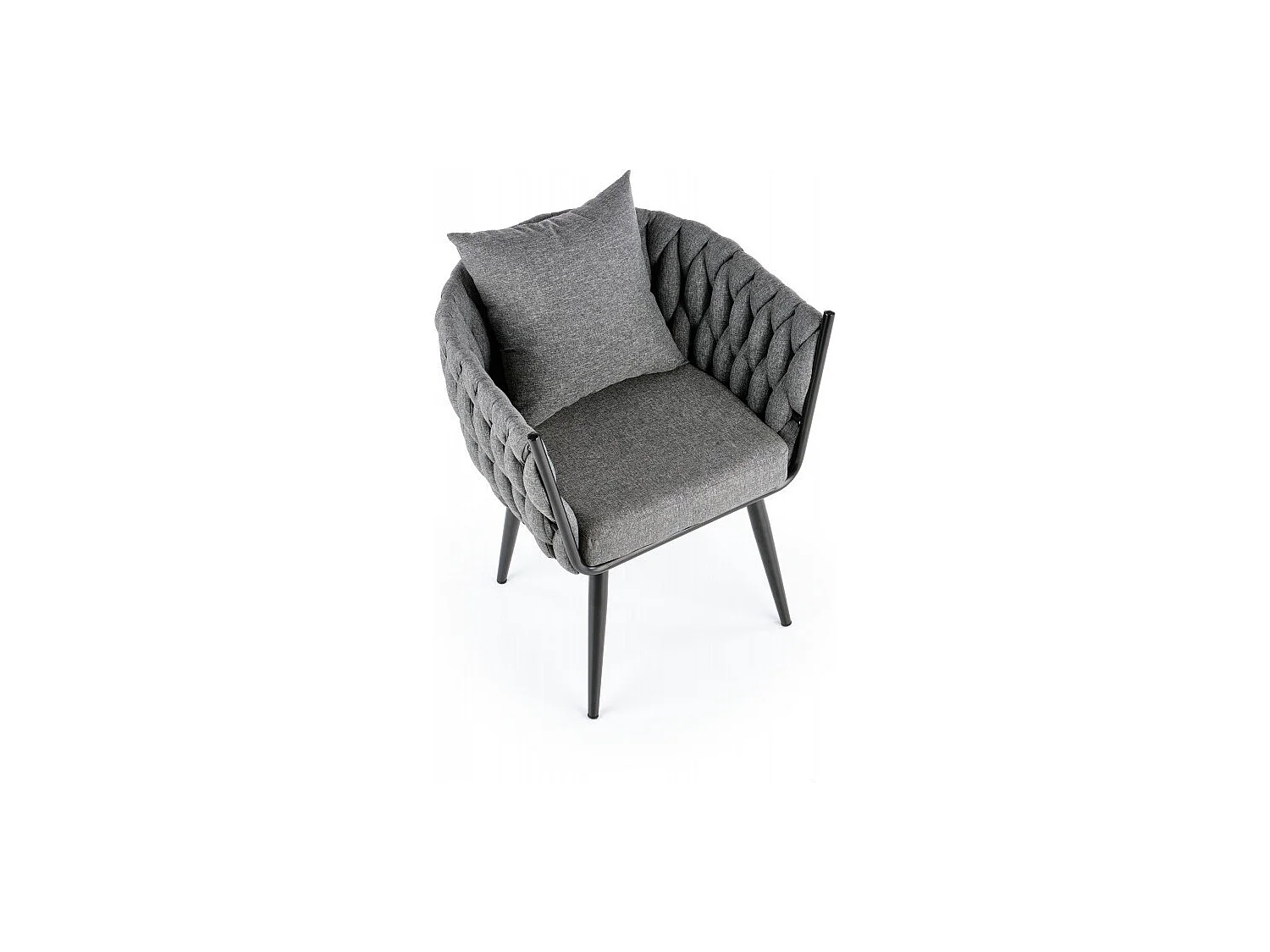 Poltrona di design rivestita in tessuto grigio con gambe in metallo nero LAUSANNE