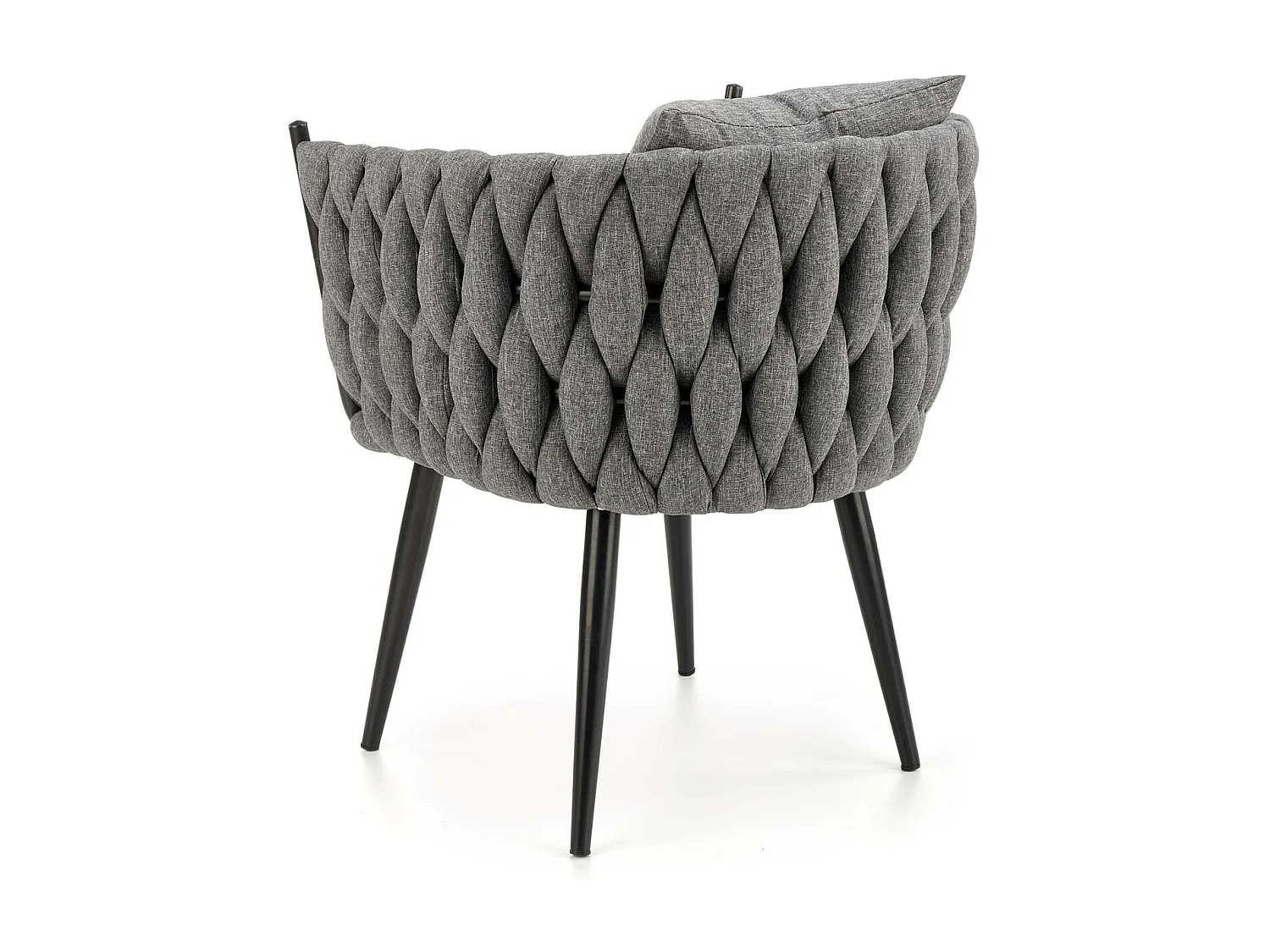 Fauteuil design rembourré en tissu gris avec pieds en métal noir LAUSANNE