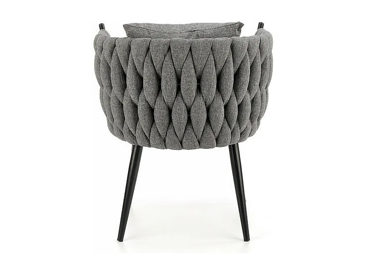 Fauteuil design rembourré en tissu gris avec pieds en métal noir LAUSANNE