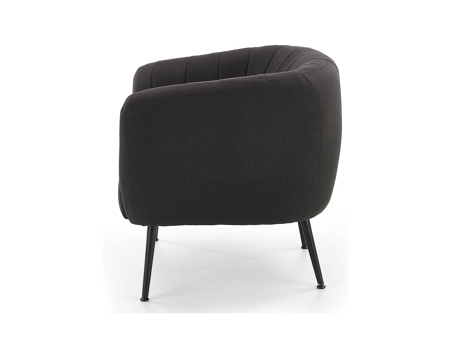 Sillón tapizado en tejido gris oscuro con patas de acero negro Dreamin