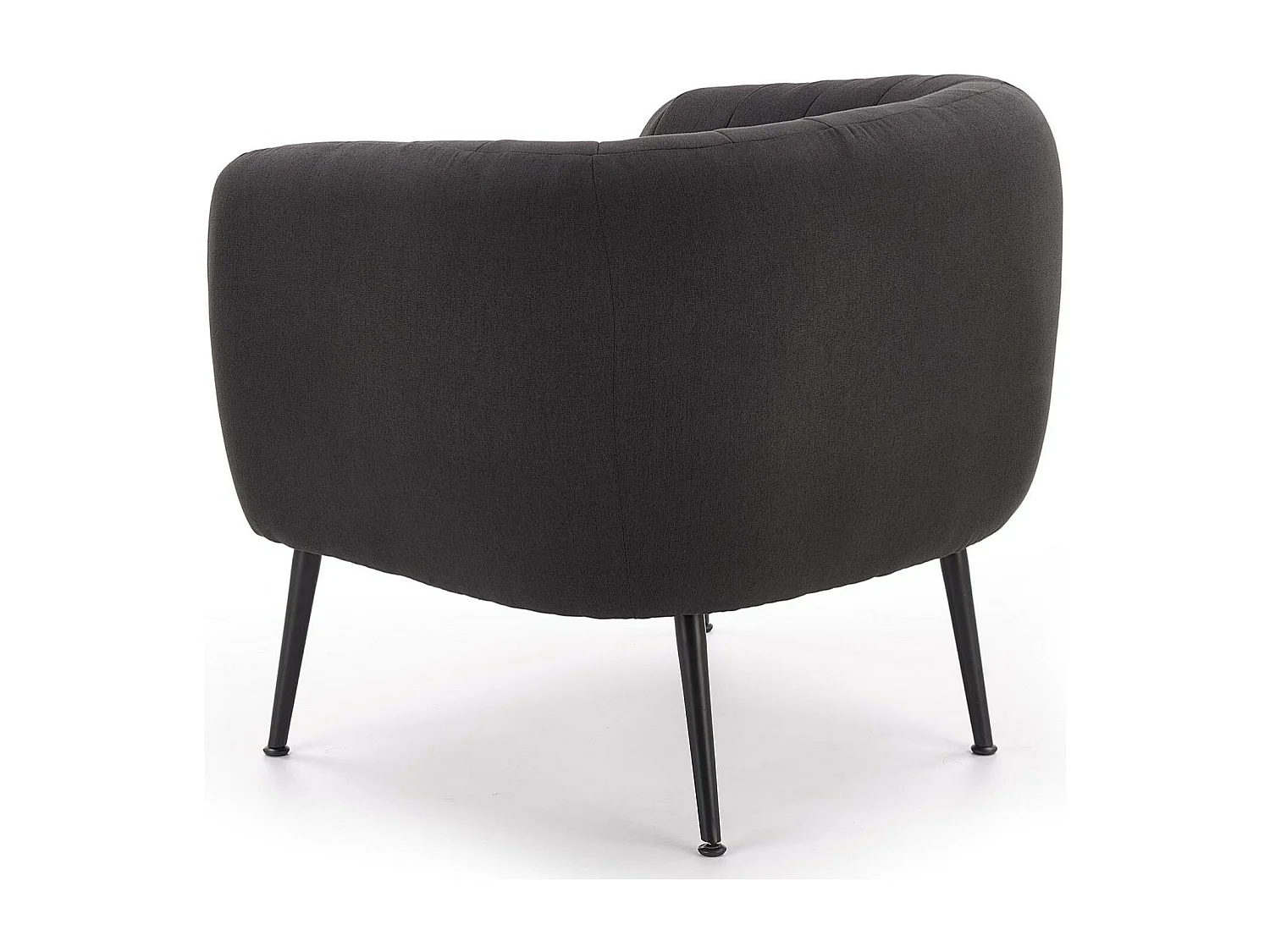 Sillón tapizado en tejido gris oscuro con patas de acero negro Dreamin