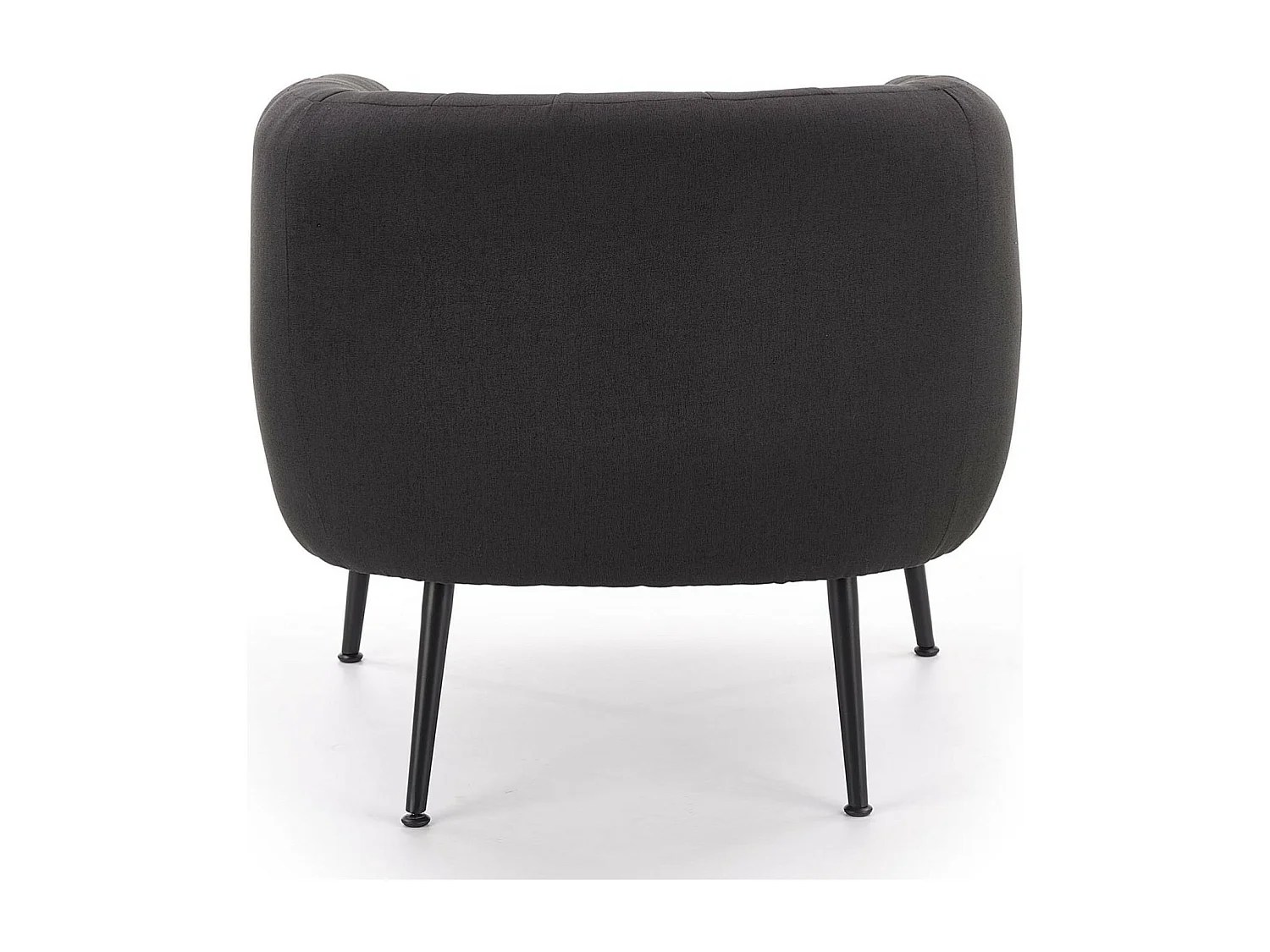 Sillón tapizado en tejido gris oscuro con patas de acero negro Dreamin