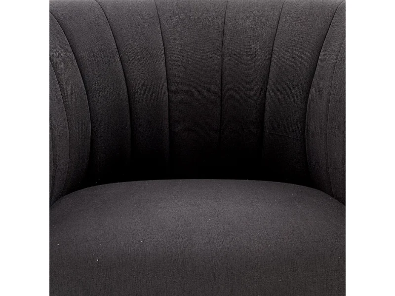 Sillón tapizado en tejido gris oscuro con patas de acero negro Dreamin