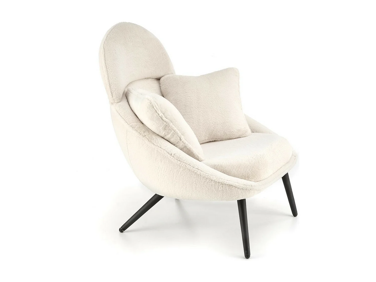 Tumbona de diseño en tejido beige con patas de metal negro Plazza