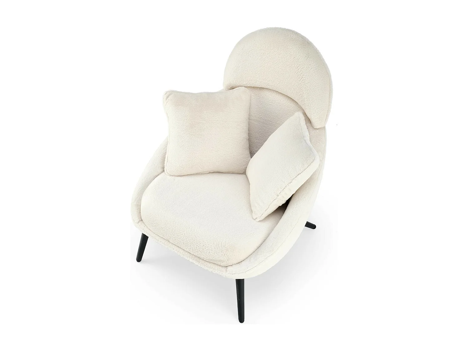 Fauteuil lounge design en tissu beige avec pieds en métal noir Plazza