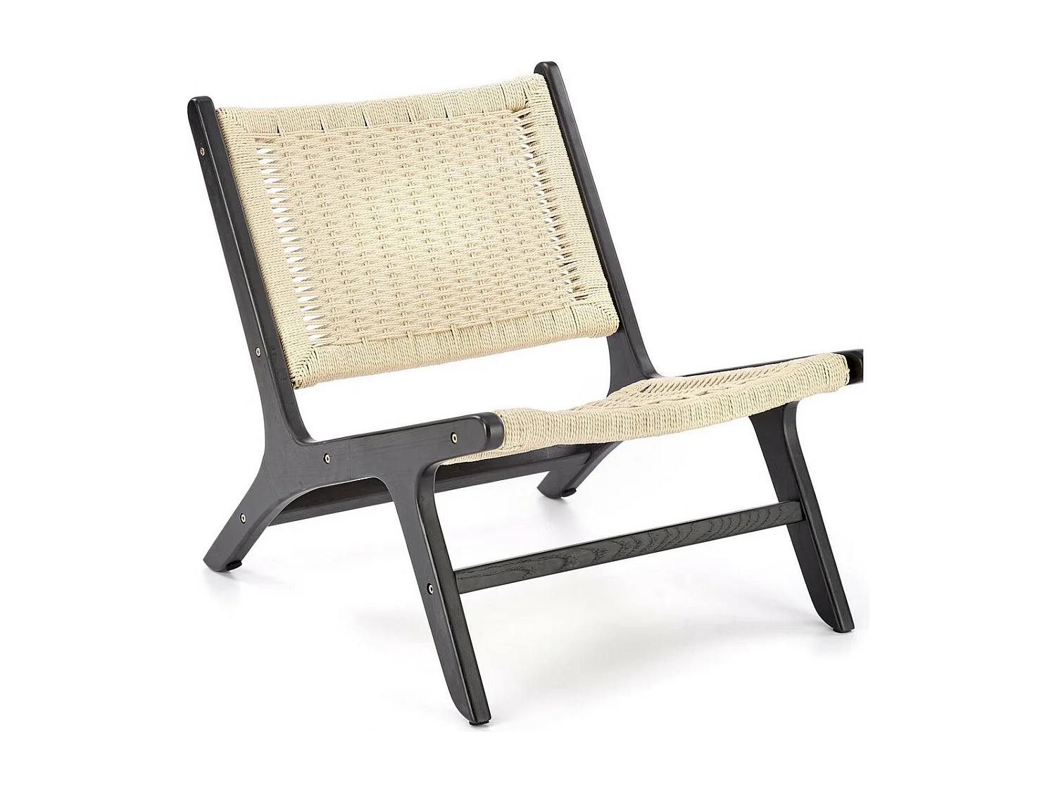 Tumbona de cuerda con estructura de madera maciza Return negra