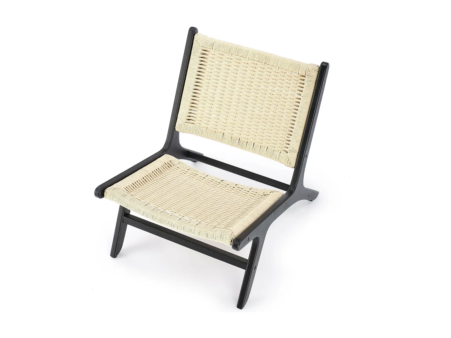 Tumbona de cuerda con estructura de madera maciza Return negra