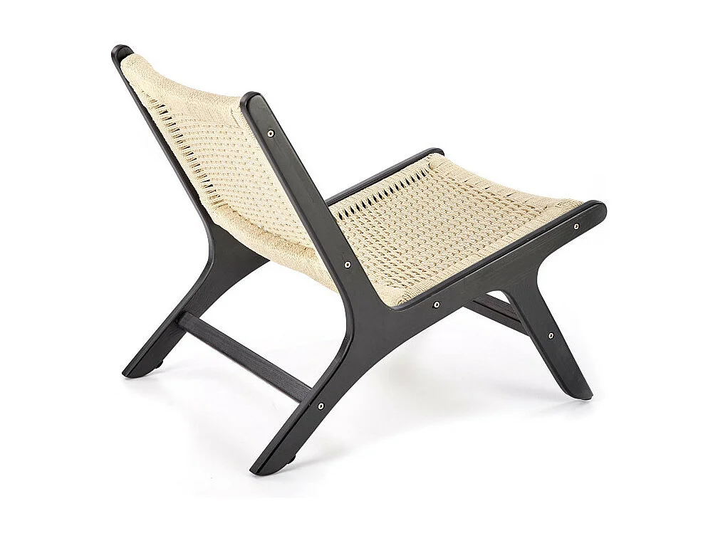 Tumbona de cuerda con estructura de madera maciza Return negra