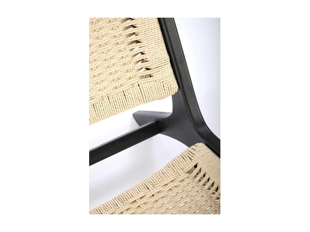 Tumbona de cuerda con estructura de madera maciza Return negra