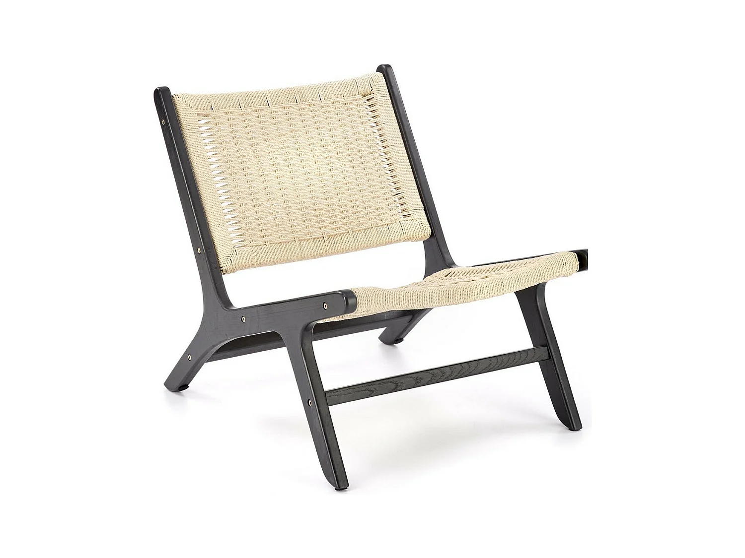 Fauteuil lounge en corde avec structure noire en bois massif Return
