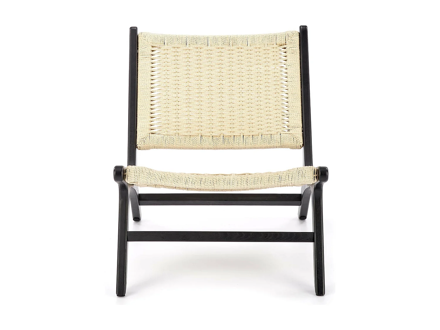 Fauteuil lounge en corde avec structure noire en bois massif Return