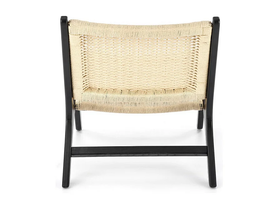 Fauteuil lounge en corde avec structure noire en bois massif Return