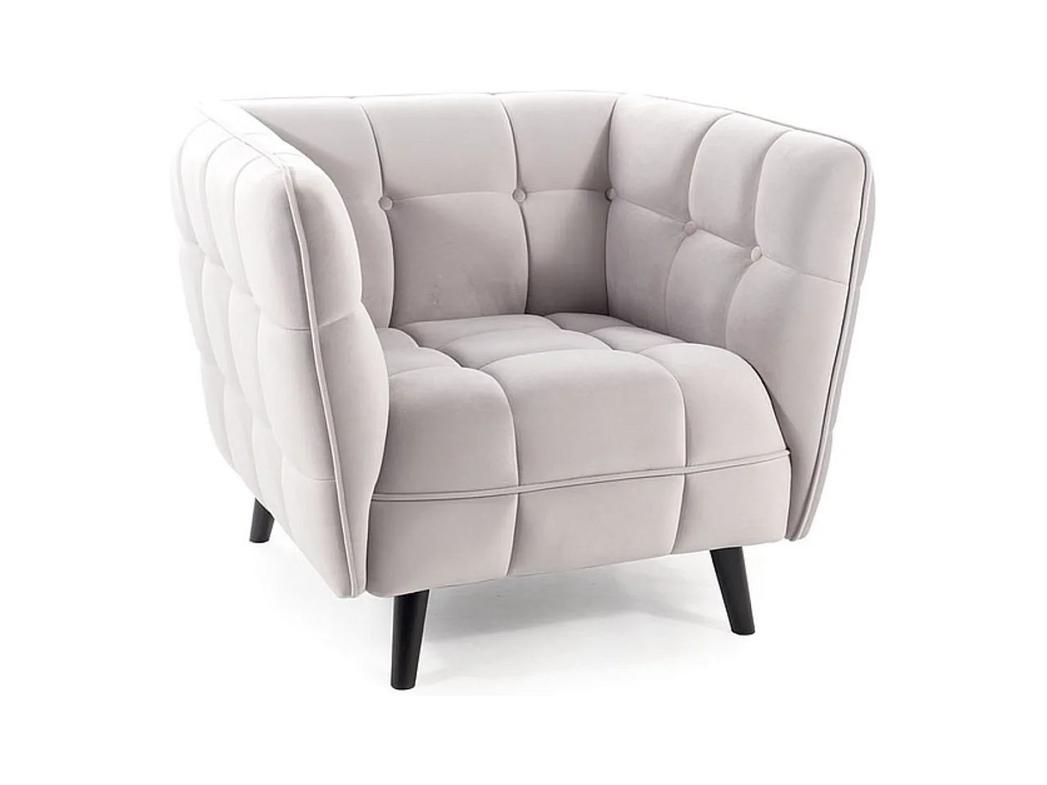 Fauteuil design carré velours gris clair Compi