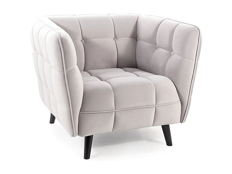 Poltrona design quadrata in velluto grigio chiaro Compi