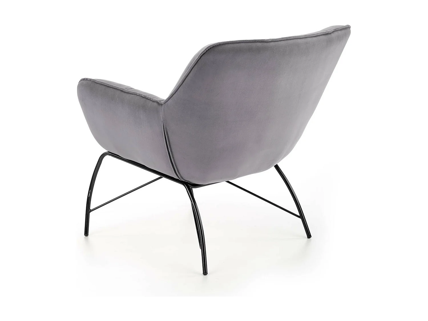 Poltrona contemporanea in velluto grigio con gambe di design in metallo nero BRIAC