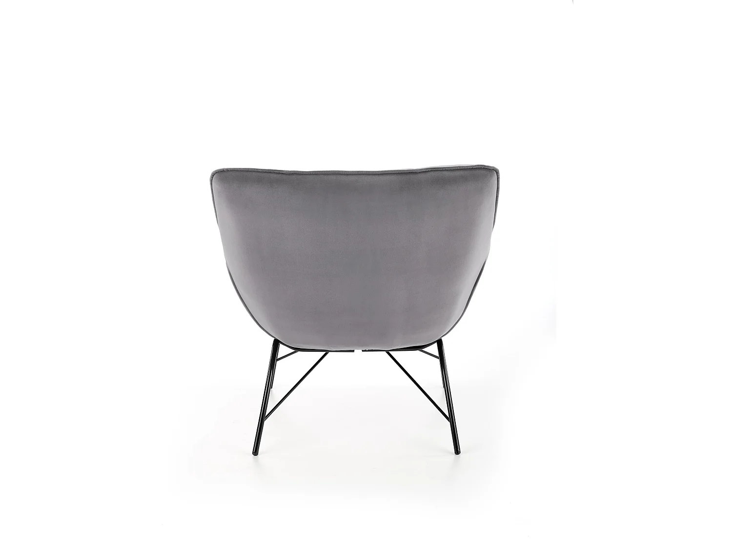 Sillón contemporáneo de terciopelo gris con patas de metal negro de diseño BRIAC