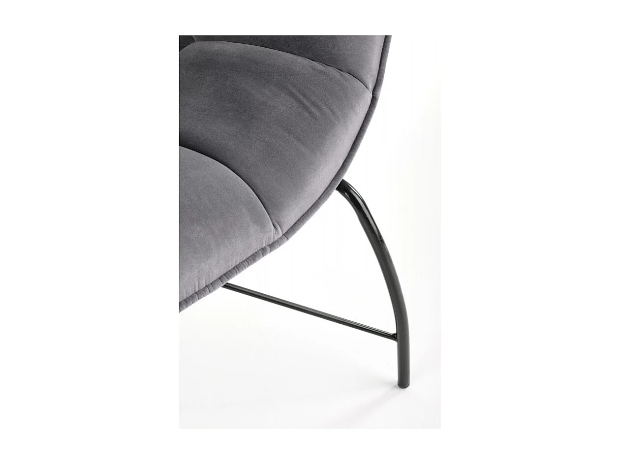Sillón contemporáneo de terciopelo gris con patas de metal negro de diseño BRIAC