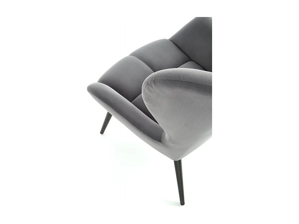 Poltrona contemporanea in velluto grigio con gambe in metallo Glasgow nero