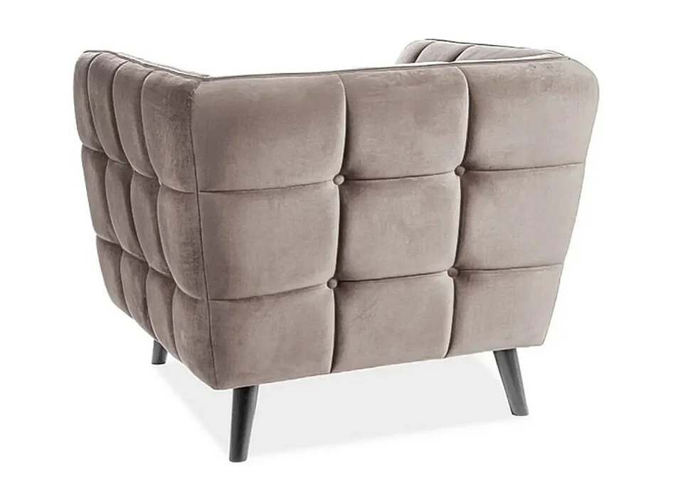 Sillón Compi de diseño cuadrado tapizado en terciopelo beige