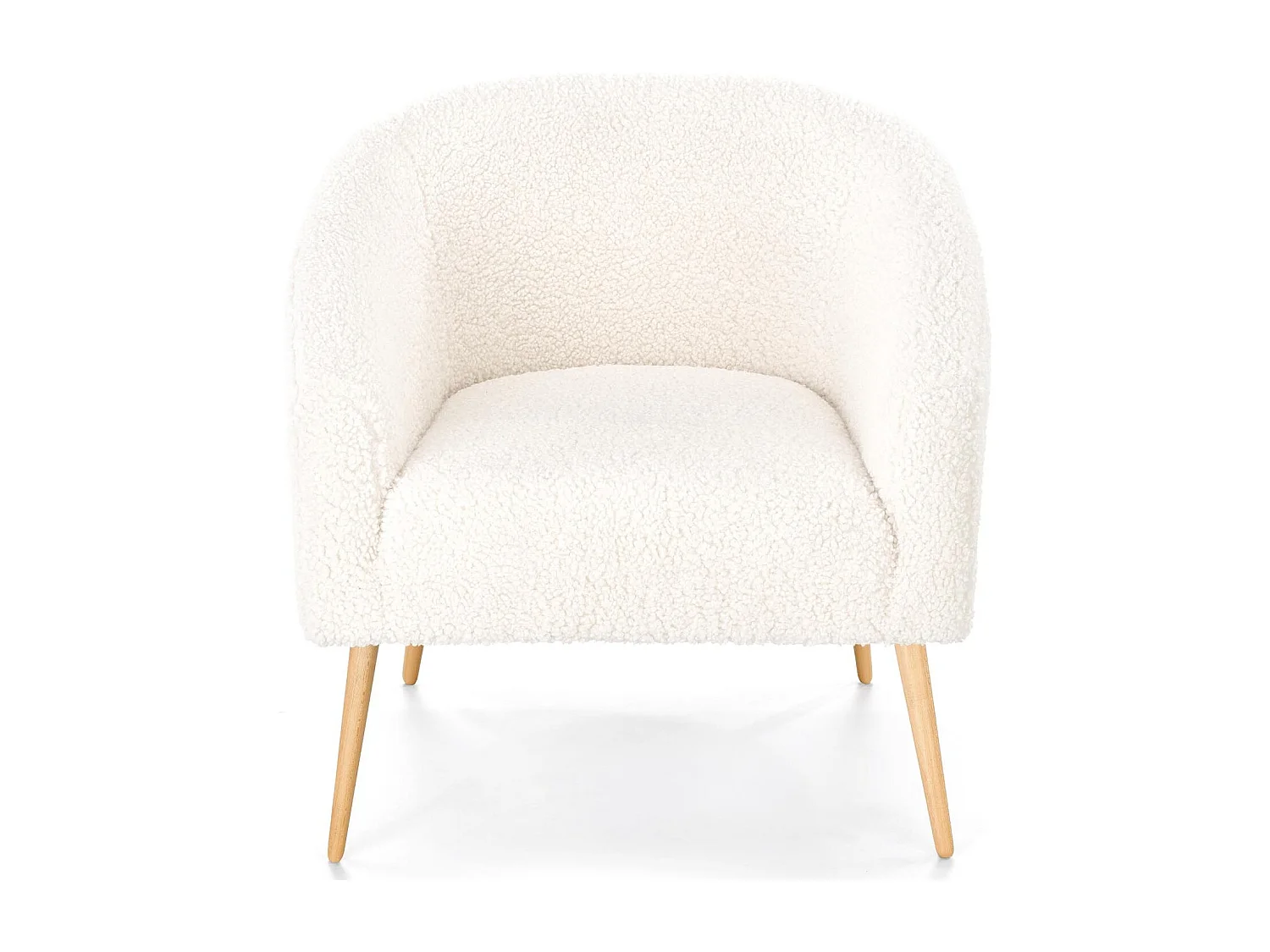 Fauteuil en tissu bouclé avec pieds en bois massif ARMELLE 2