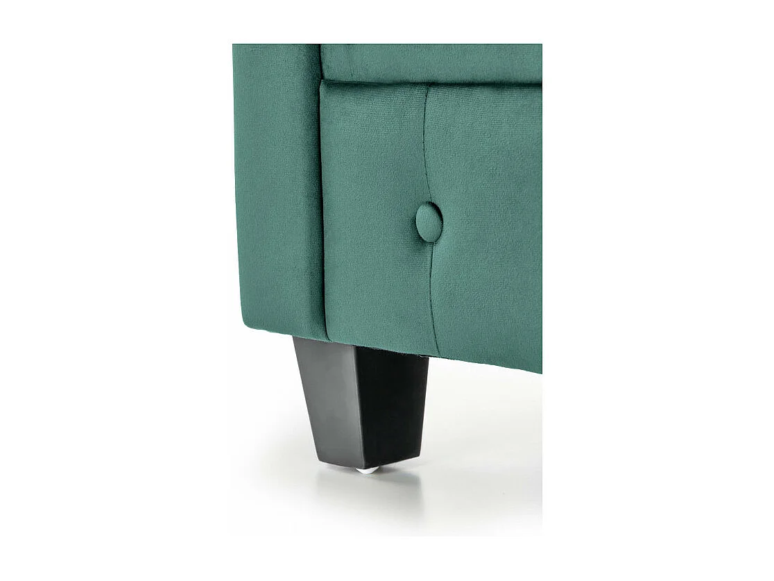 Fauteuil capitonné en velours vert avec pieds noirs en bois MURIEL