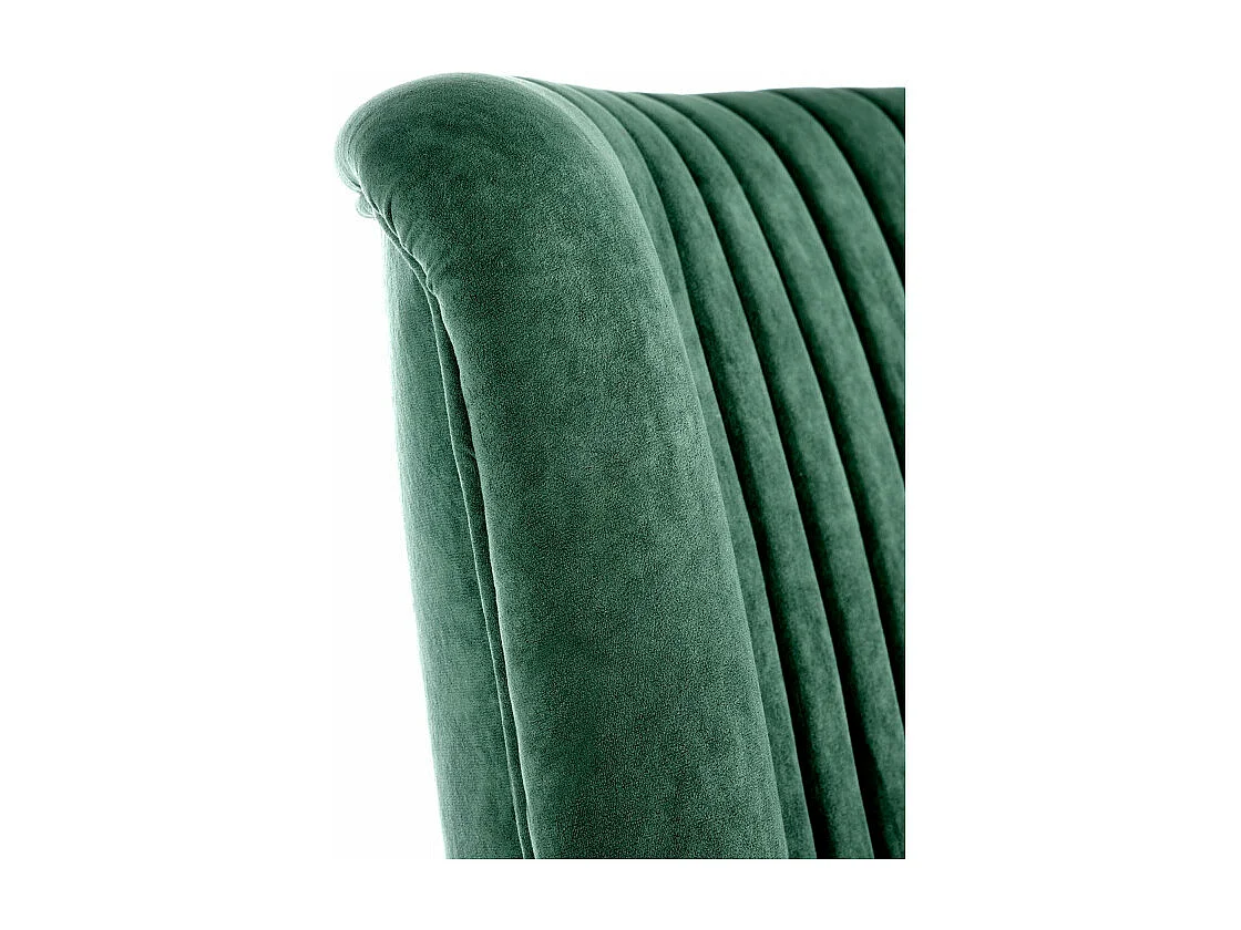 Fauteuil contemporain en velours vert avec haut dossier et pieds noirs en bois massif CYRUS