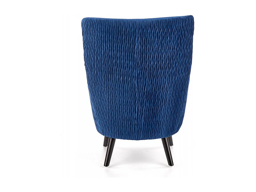 Sillón de terciopelo azul con patas de madera maciza negra Coventry