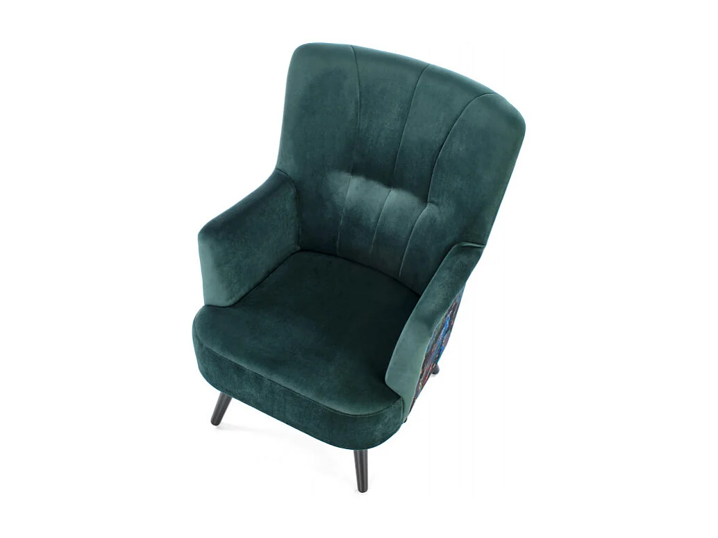 Fauteuil lounge en velours vert avec dossier imprimé FLORAEL