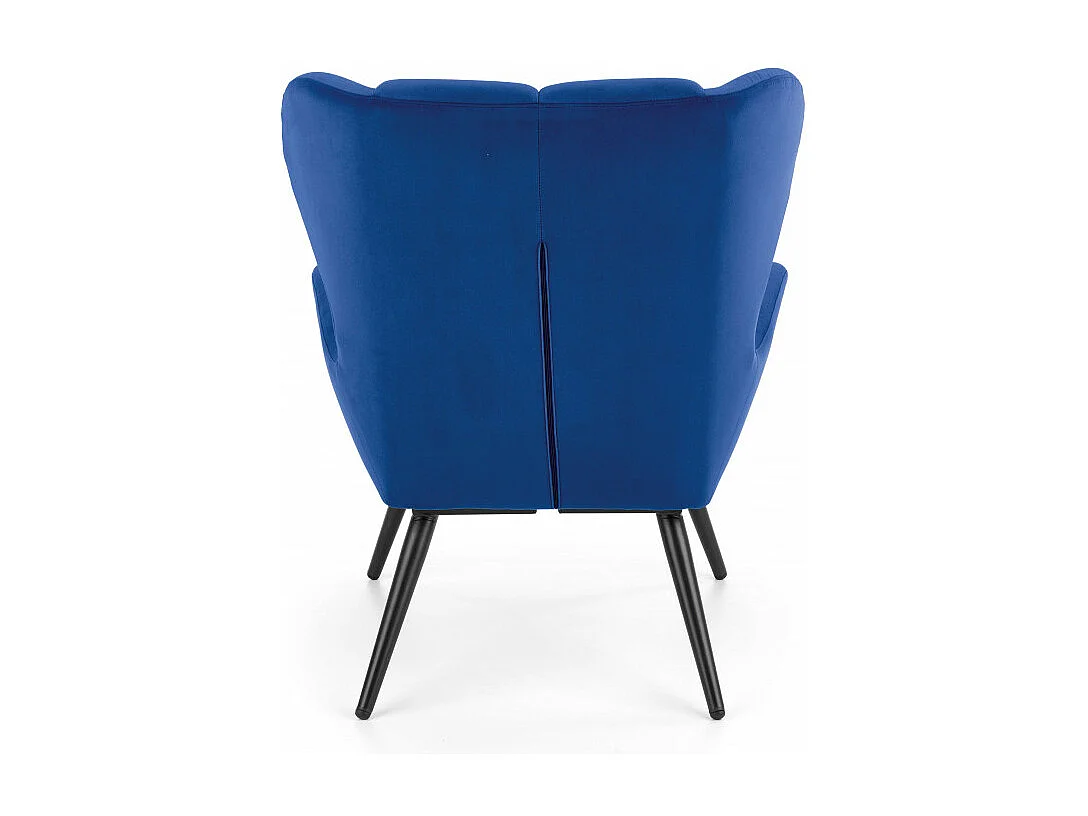Fauteuil contemporain en velours bleu GLASGOW