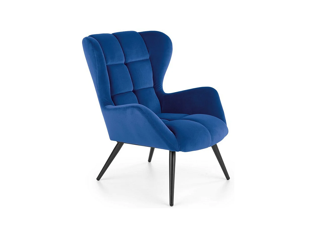 Fauteuil contemporain en velours bleu GLASGOW