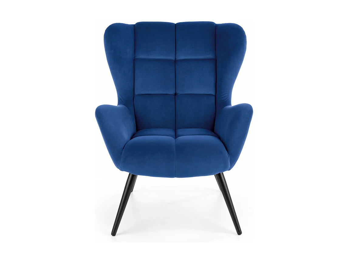Fauteuil contemporain en velours bleu GLASGOW
