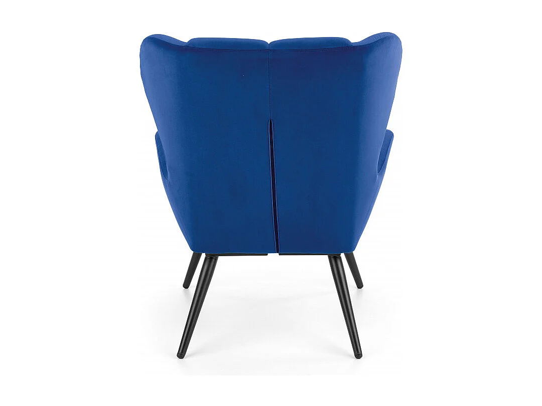 Fauteuil contemporain en velours bleu GLASGOW