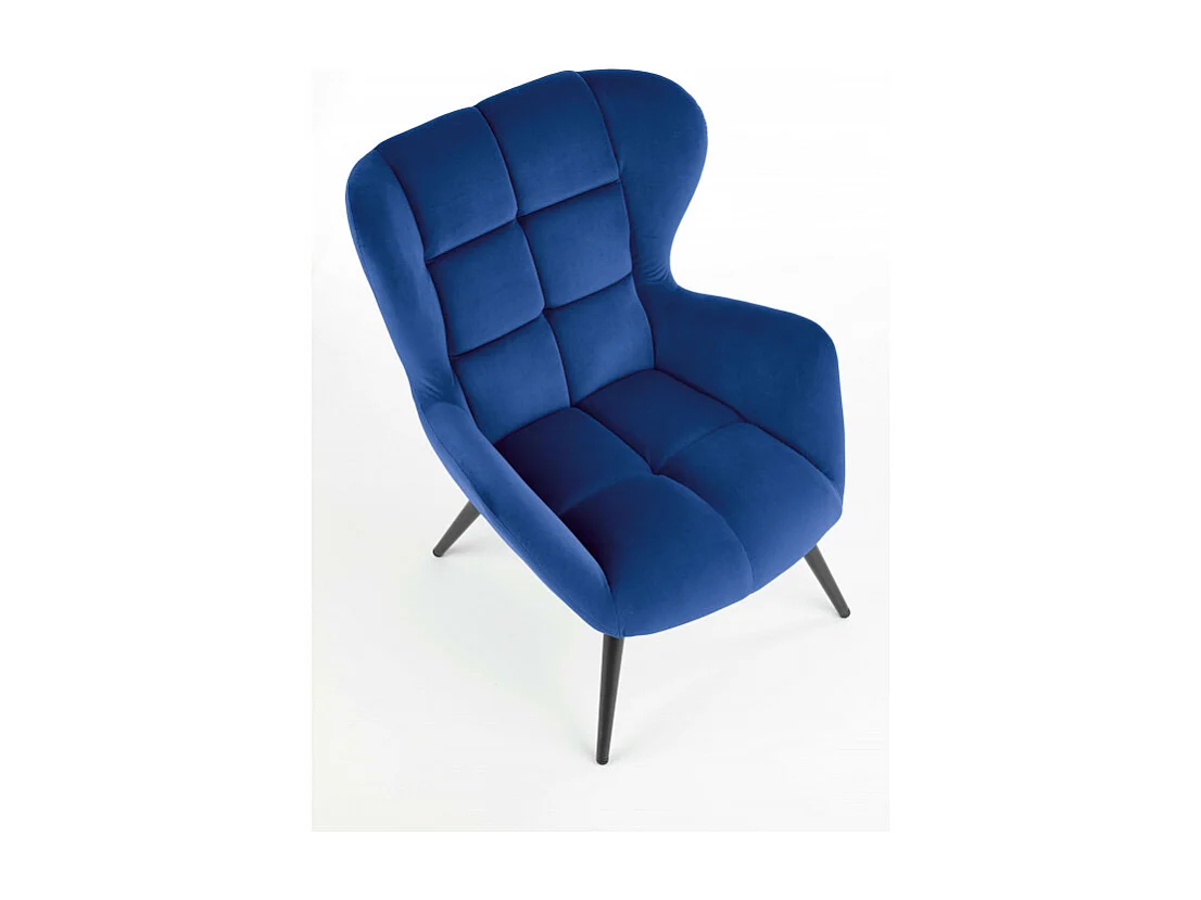Fauteuil contemporain en velours bleu GLASGOW
