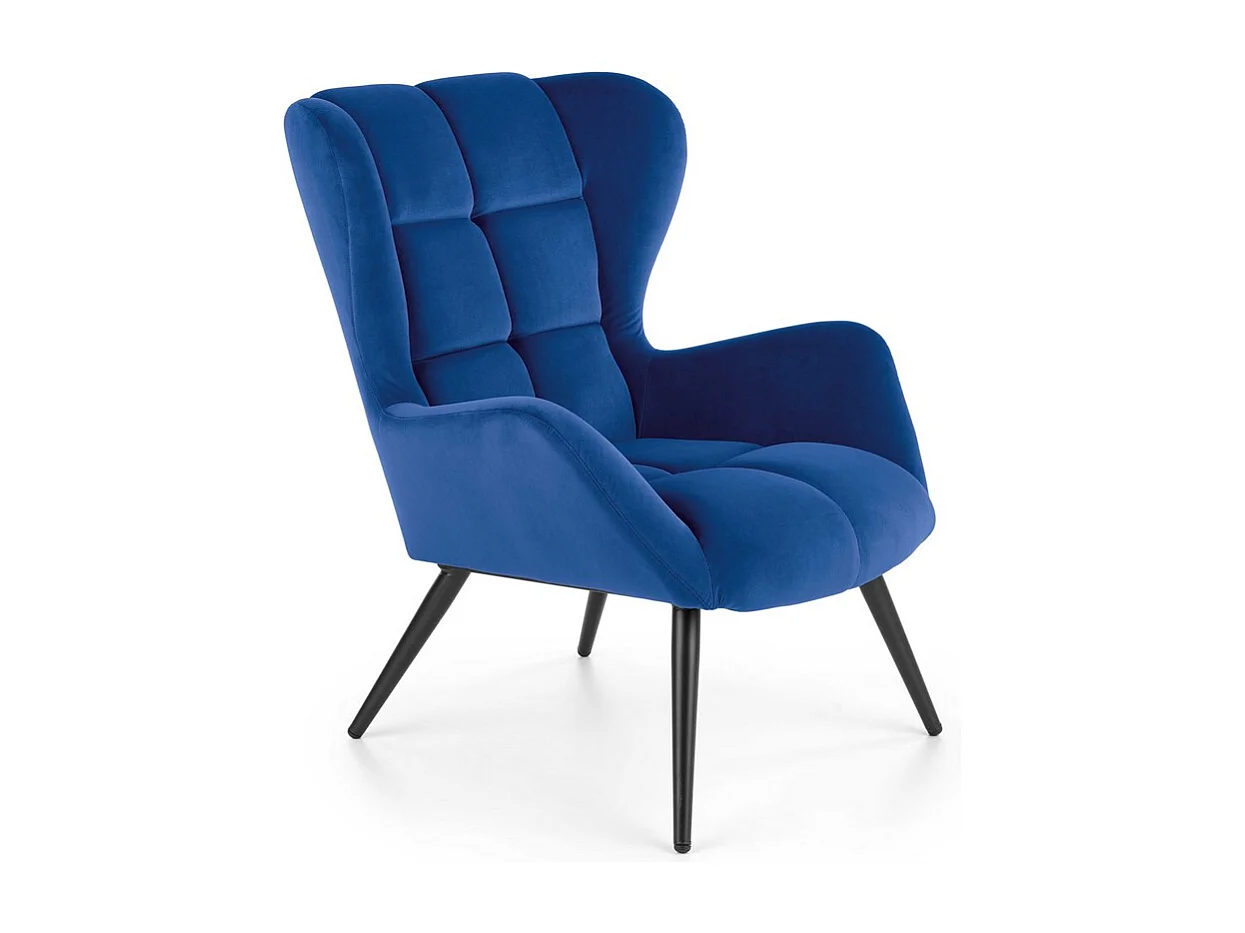 Fauteuil contemporain en velours bleu GLASGOW