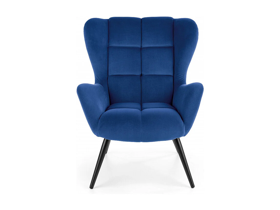 Fauteuil contemporain en velours bleu GLASGOW