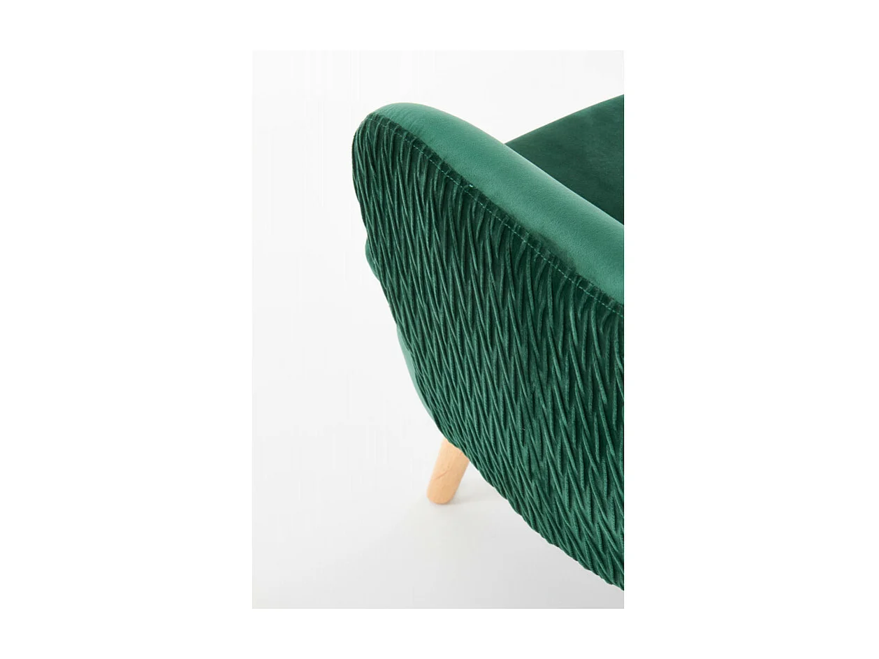 Fauteuil en velours vert avec pieds en bois massif Coventry