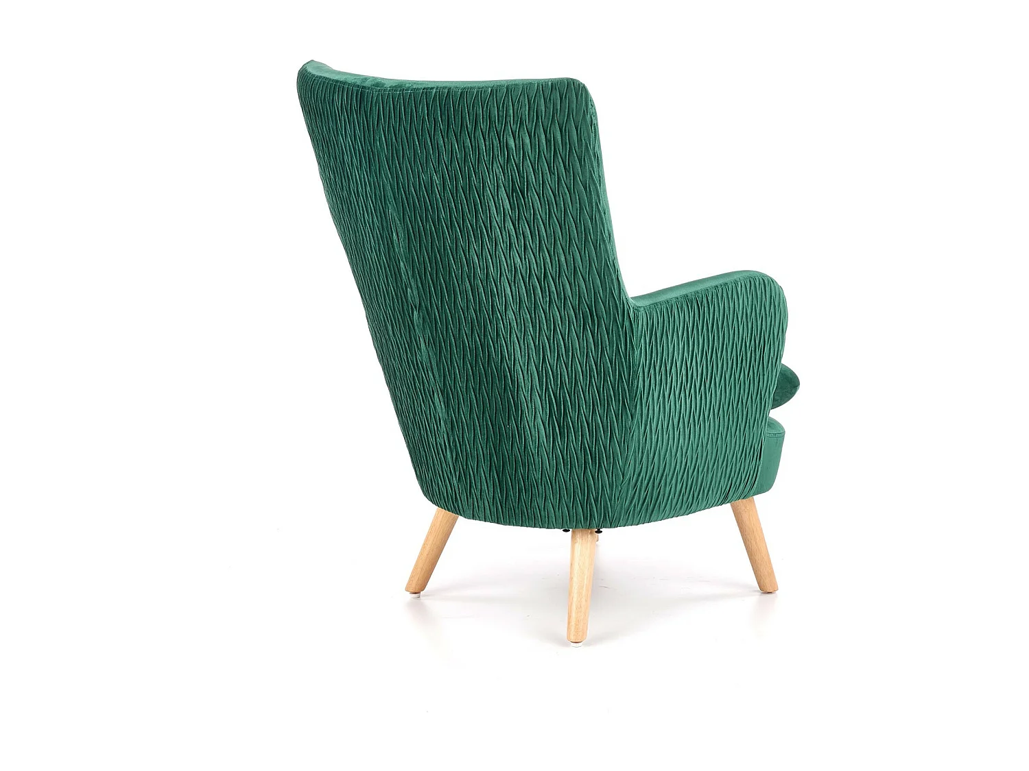 Fauteuil en velours vert avec pieds en bois massif Coventry