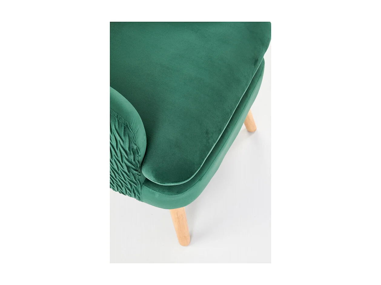 Fauteuil en velours vert avec pieds en bois massif Coventry