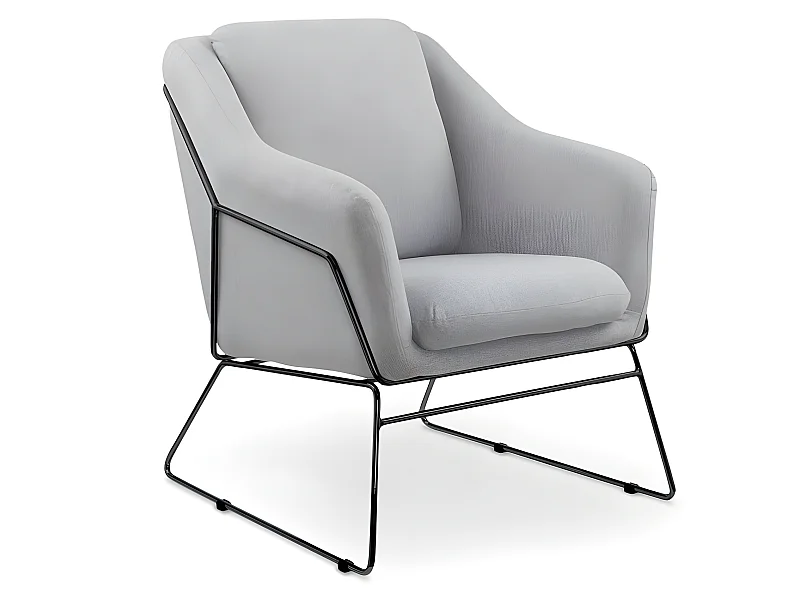 Sillón confort de tela y metal gris May