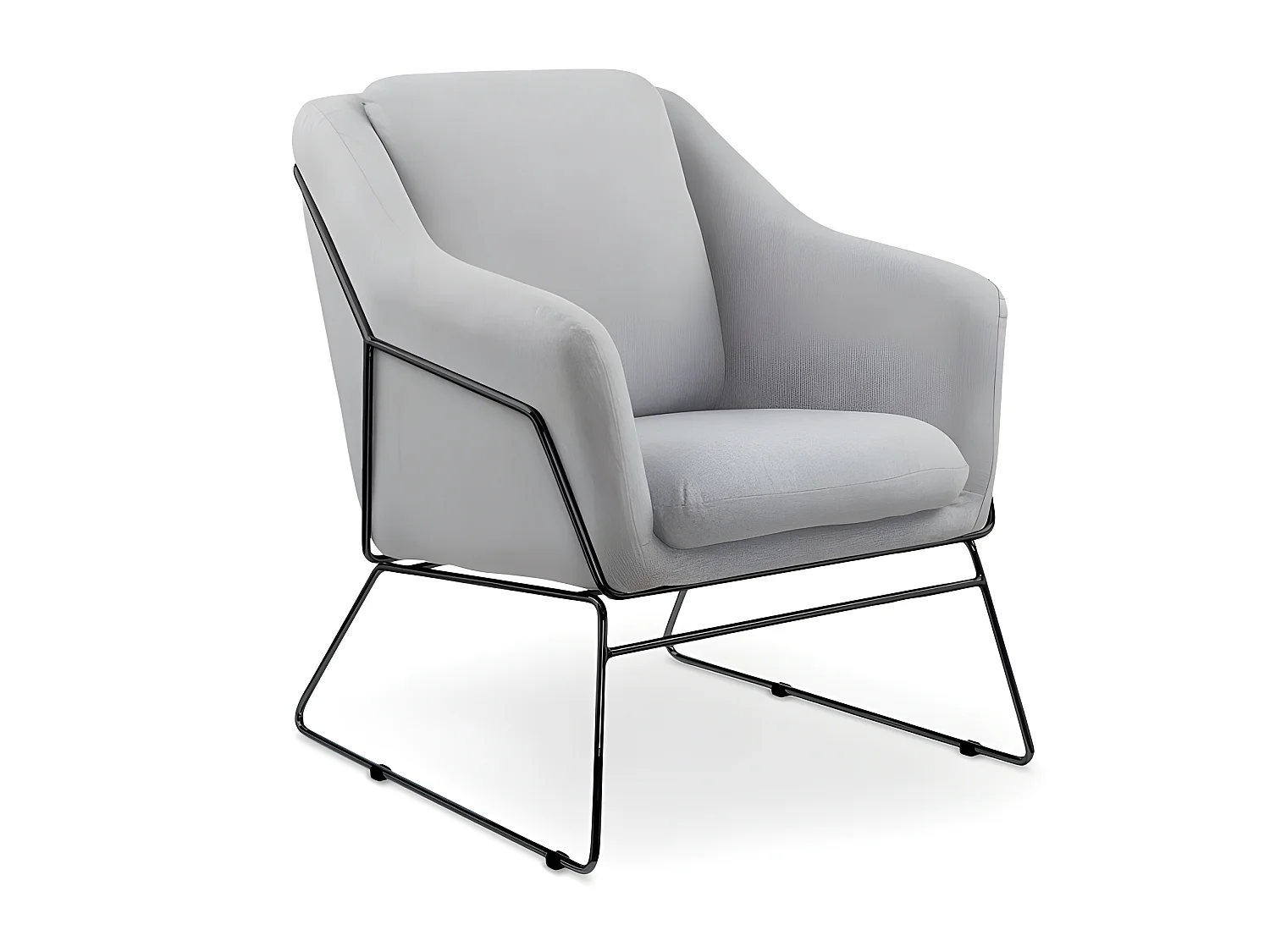 Fauteuil confort métal et tissu gris May