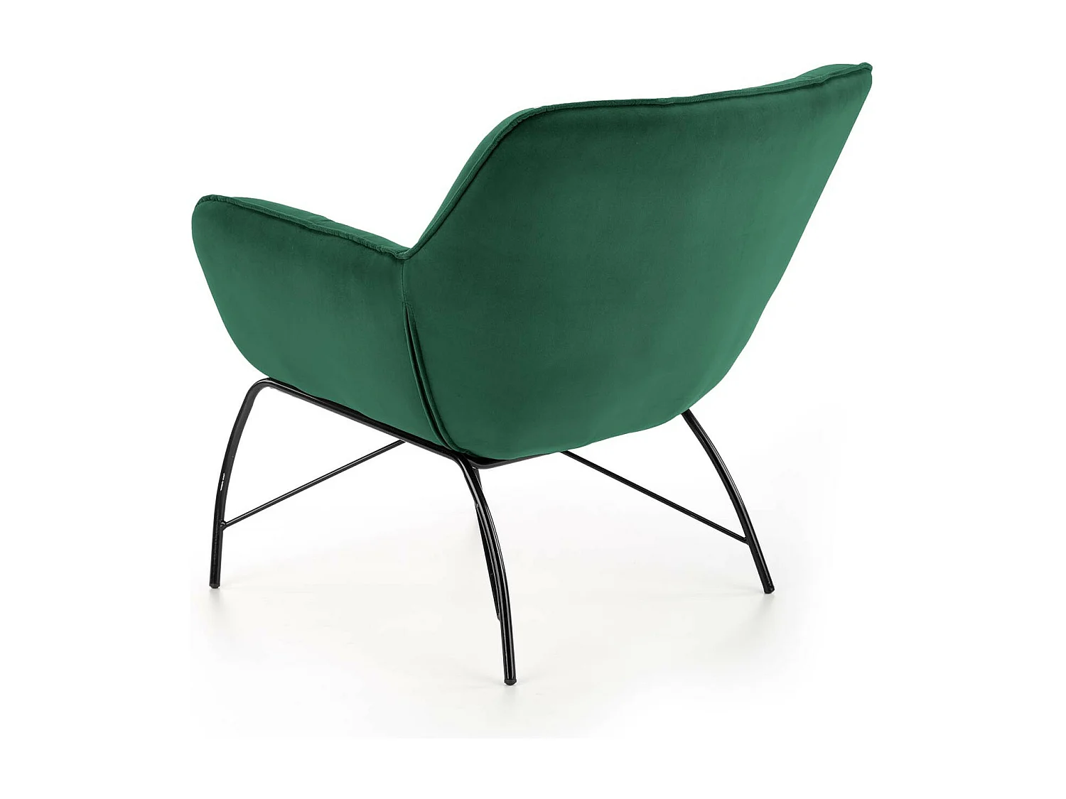 Sillón contemporáneo de terciopelo verde con patas de metal negro de diseño BRIAC