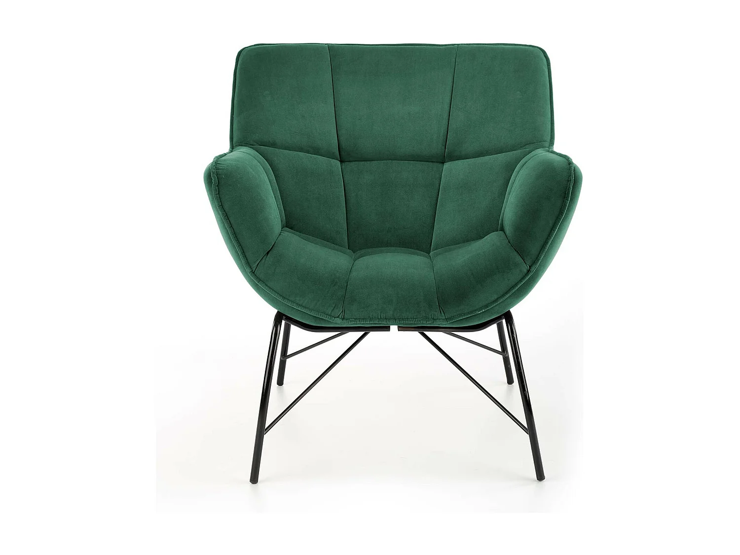 Sillón contemporáneo de terciopelo verde con patas de metal negro de diseño BRIAC