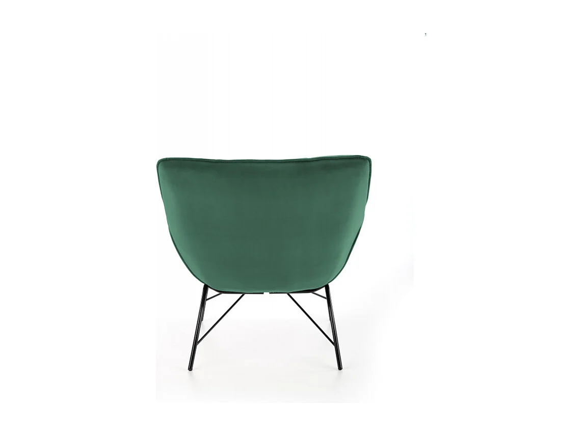 Sillón contemporáneo de terciopelo verde con patas de metal negro de diseño BRIAC